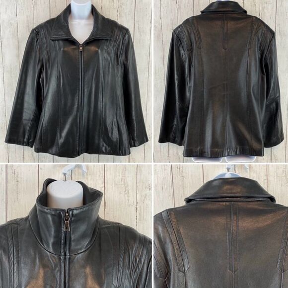Avanti Genuine Leather Black Full Zip Stand Up Collar Jacket Women's Size XLarge - Picture 13 of 13